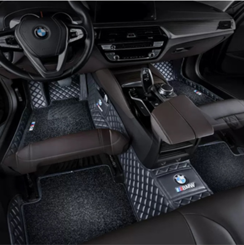 [리퍼브상품] 5시리즈 F10 16년 이륜 전용 BMW 엠블럼 6D 코일 카매트 리얼핏 풀커버 매트 블랙 컬러 (S급)