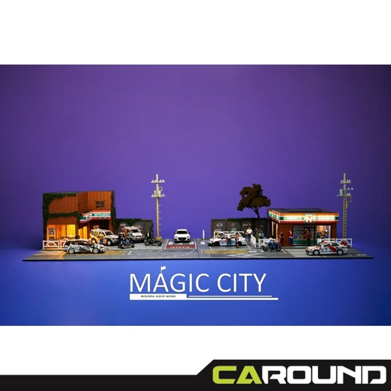 오토모듬 Magic City 1:64 미쓰비시 자동차 정비소 / 세븐일레븐 편의점 디오라마 (110054)