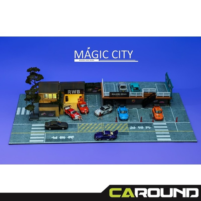 오토모듬 Magic City 1:64 매직시티 일본 튜닝샵 및 2층 주차장 - RWB (110072)