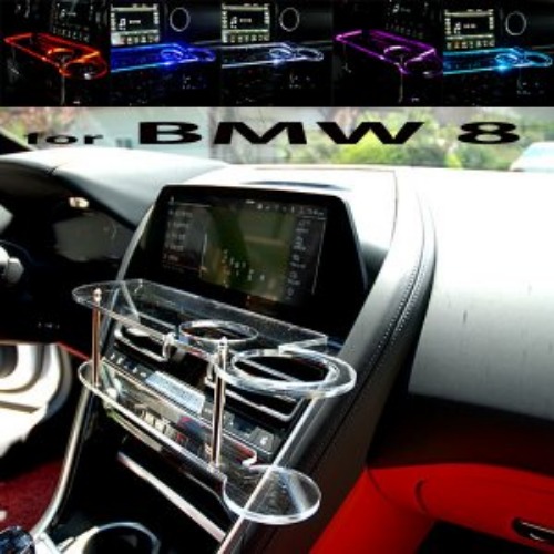 BMW 8시리즈 그란쿠페 LED 센터 클리어 2단 차량용 무중력 테이블 컵홀더 스마트폰 핸드폰 거치대