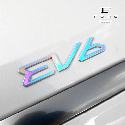 오토모듬 포원 기아 EV6 로고 엠블럼 스티커 홀로그램 카본 필름 차량 포인트 튜닝 용품