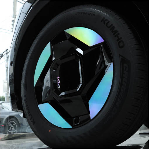 오토모듬 포원 EV9 홀로그램 19인치 유광블랙 휠 카본 스티커 마스크