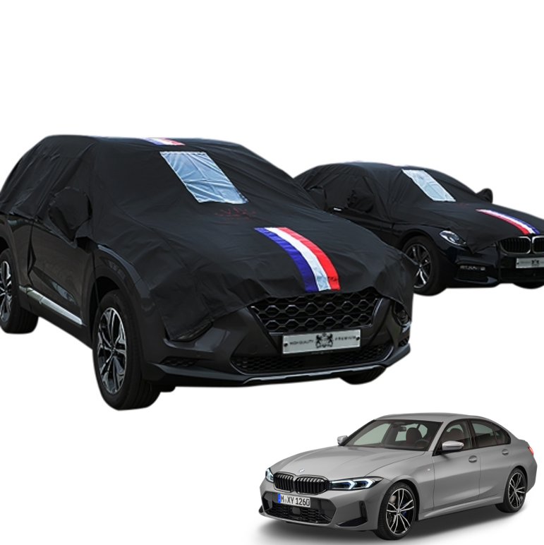 오토모듬 BMW 3시리즈(E90/F30/G20) VIP 블랙 삼선띠 하프 상단바디 자동차커버 이물질방지 차량보호 스크래치방지
